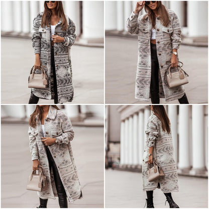 Dam Kappa Lång Casual Bomull Polyester med Bröstfickor-5