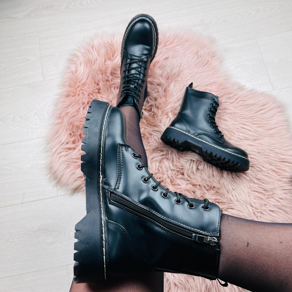 Dam Stövlar Glänsande Läder Elegant Design Komfortabel Passform-3