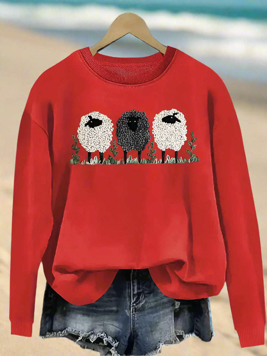 Variant image for Dam Tröja Fårmönster Rund Hals Mjuk Värmande Fiber-6