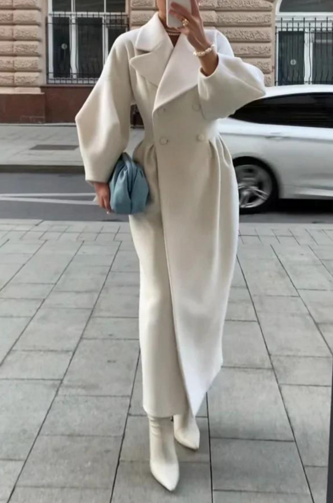 Dam Vinterjacka Lång Fladdermusärmar Högkvalitativt Tyg-1