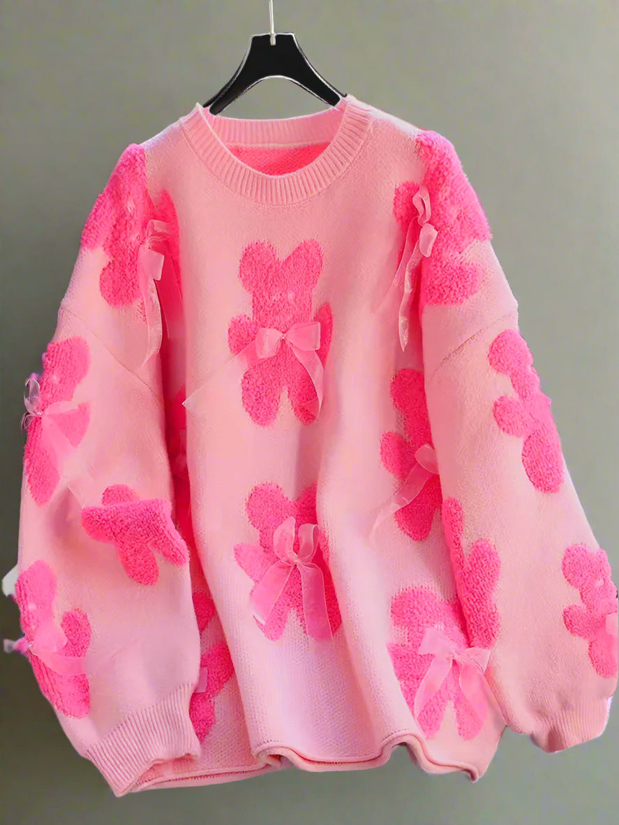 Variant image for Stickad Dam Tröja med Björnmönster Mjuk Akryl-4