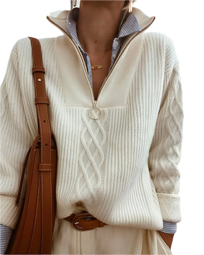 Variant image for Dam Stickad Tröja Kabelstickning med Dragkedja-1