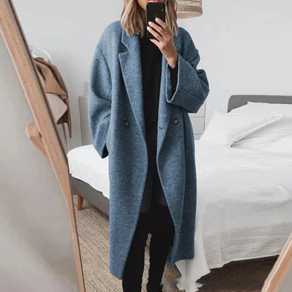 Variant image for Kvinnor Lång Ullrock Med Avtagbar Krage Elegant Värme-1