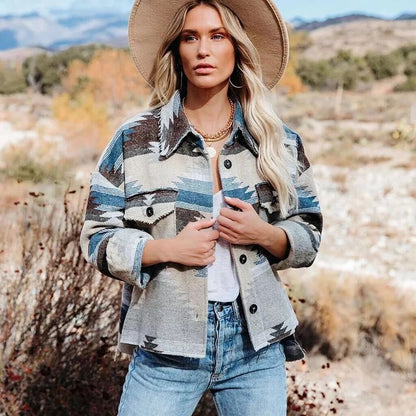 Dam Skjortajacka med Överflödig Krage Bomull Polyester-5