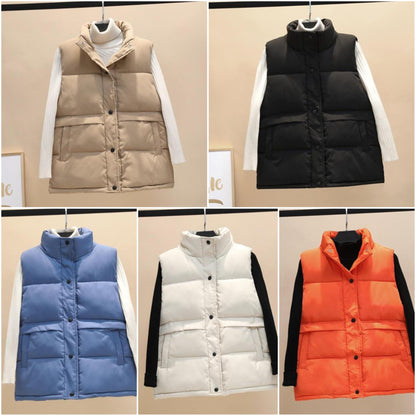 Dunväst Dam Quiltad Bomull Polyester med Stativkrage och Fickor-2