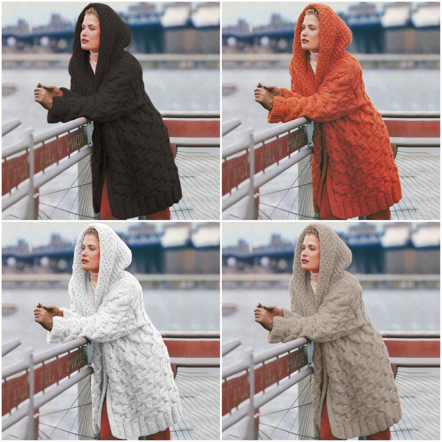 Lång Kofta Dam Överdimensionerad Bomull Polyester-2