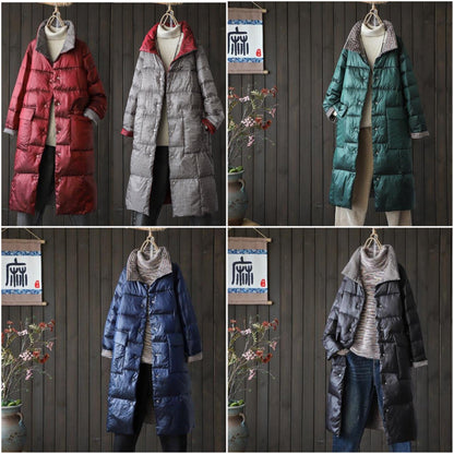 Damer Dubbelsidig Lång Kappa Quiltad Bomull Polyester-3