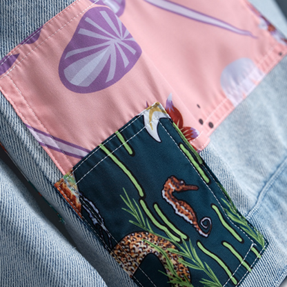 Jeansjacka Dam Flerfärgad Denim Modern Passform-5