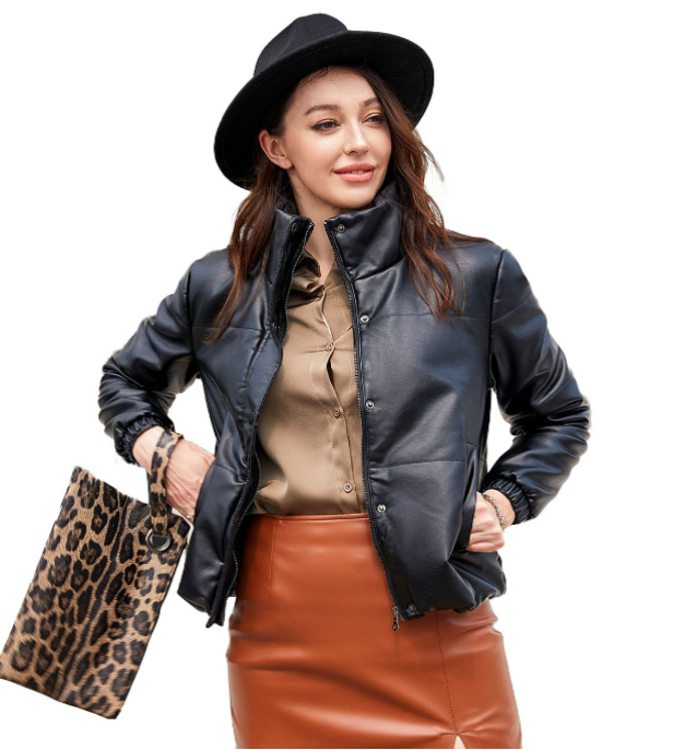 Damjacka Pufferdesign Polyester Med Justerbar Midja och Fickor-2