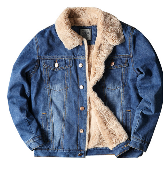 Dam Denimjacka Löst Snitt Fleecefoder-1