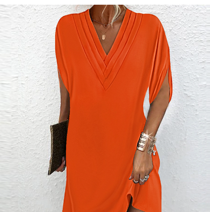 Kvinnor Klänning V-halslinje Öppna Ärmar Polyester-4