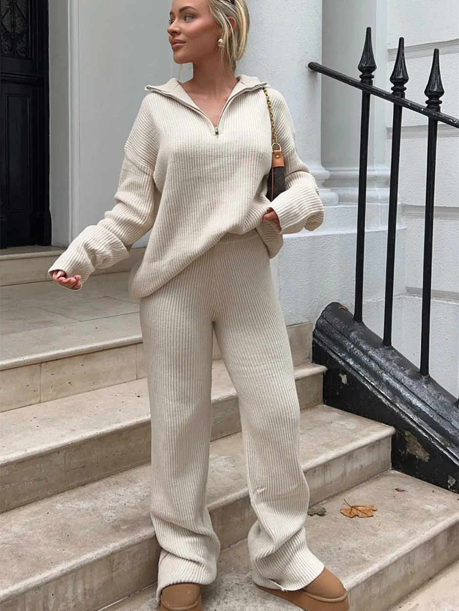 Dam Tvådelad Loungesuppsättning Ribstickad Polyester-3