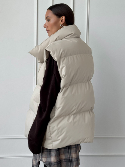 Dunväst Dam Vadderad Hög Krage Polyester-2