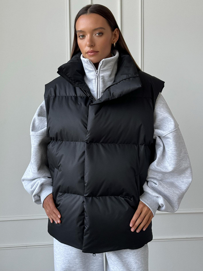 Dunväst Dam Vadderad Hög Krage Polyester-3