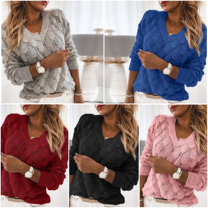 Dam Stickad Tröja Trendig Design i Bomull och Polyester-2