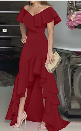 Dam Midi Klänning Elegant Lång Lätt Väv-5