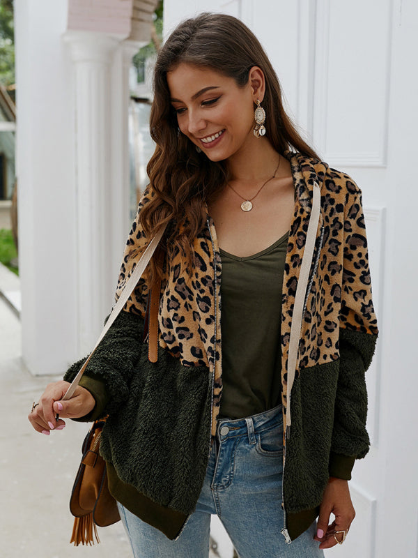 Vinterjacka Dam i Leopardmönster – Lång Polyesterjacka med Fickor och Skydd mot Kyla 8