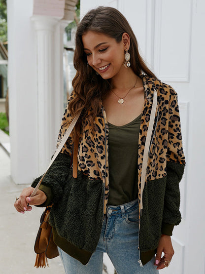 Vinterjacka Dam i Leopardmönster – Lång Polyesterjacka med Fickor och Skydd mot Kyla 8