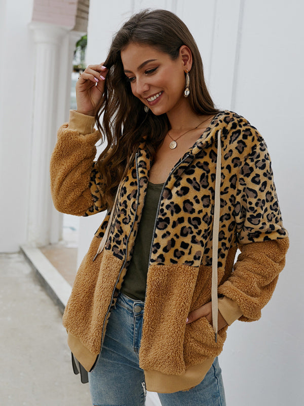 Vinterjacka Dam i Leopardmönster – Lång Polyesterjacka med Fickor och Skydd mot Kyla 4