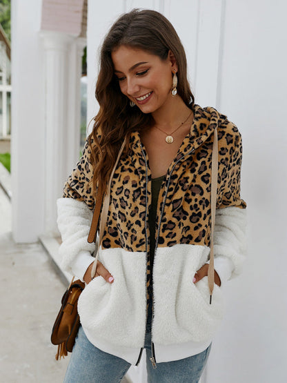 Vinterjacka Dam i Leopardmönster – Lång Polyesterjacka med Fickor och Skydd mot Kyla 2