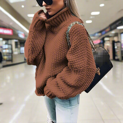 Variant image for Herr Överdimensionerad Sticktröja Hög Hals Akrylblandning-41