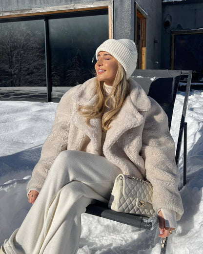 Lång Vinterrock Dam Överdimensionerad Teddy Plysch-3