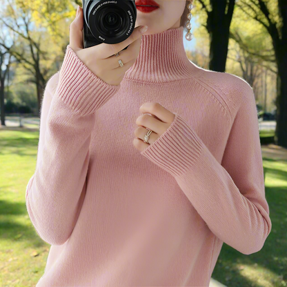 Variant image for Stickad Dam Tröja Turtleneck Ullblandning Smickrande Passform-26