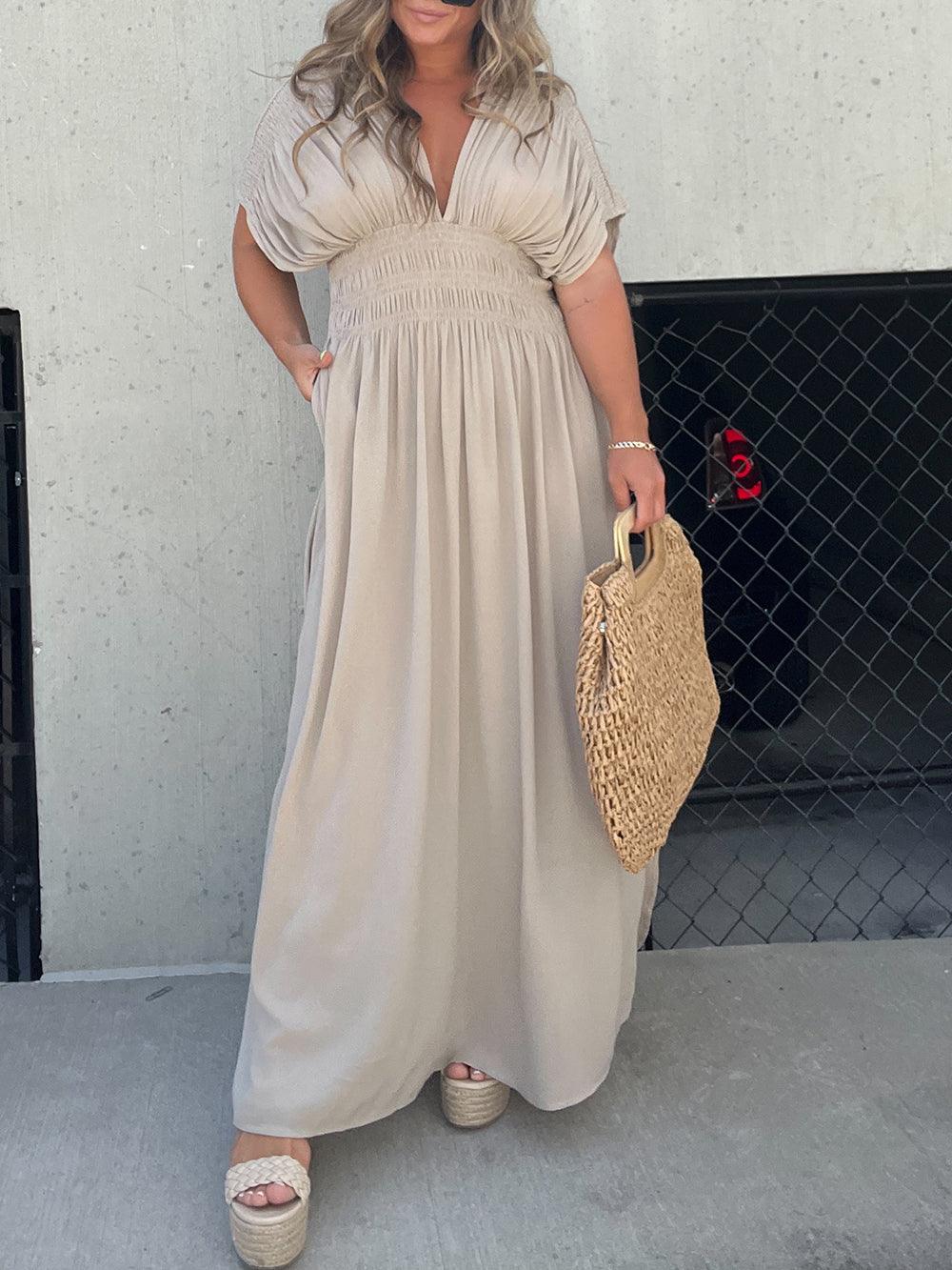 Dam Maxiklänning Flödande Design Lätt Material-6