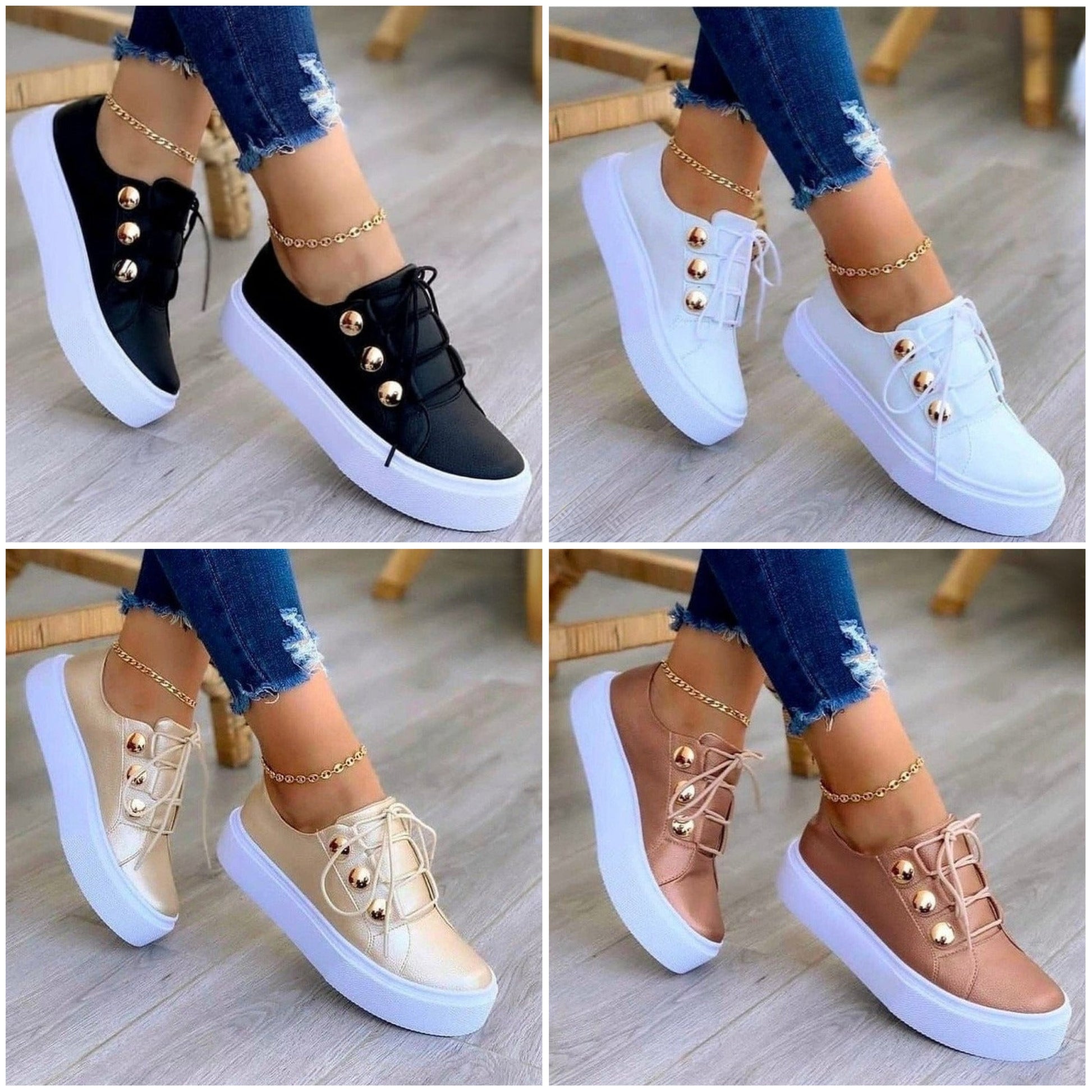Dam Sneakers Trendig Eco Leather Komfortabel och Modern-2