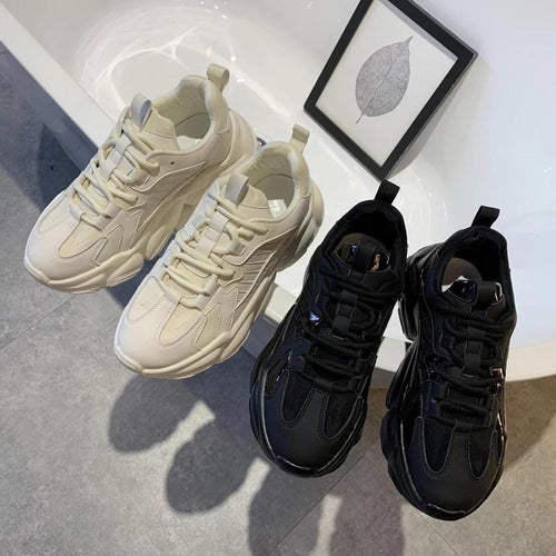 Dam Platågymnastikskor Trendigt 90-talsutseende Hållbart Läder Neopren-1