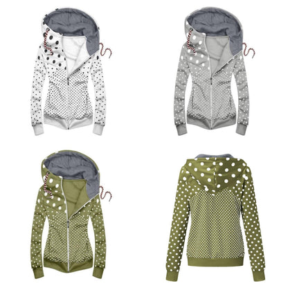 Dam Zip Hoodie Casual Bomull Polyester-4