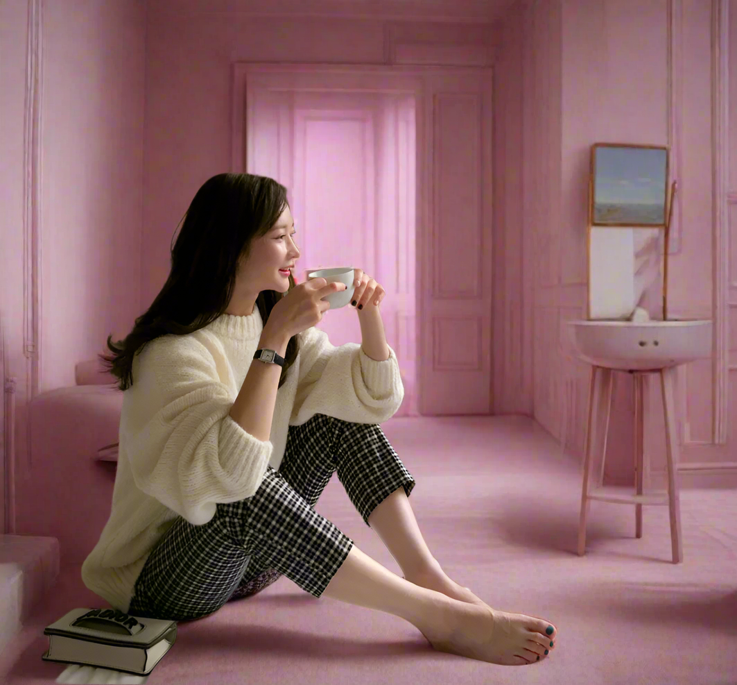 Dam Stickad Tröja Långa Ärmar Ullblandning-5