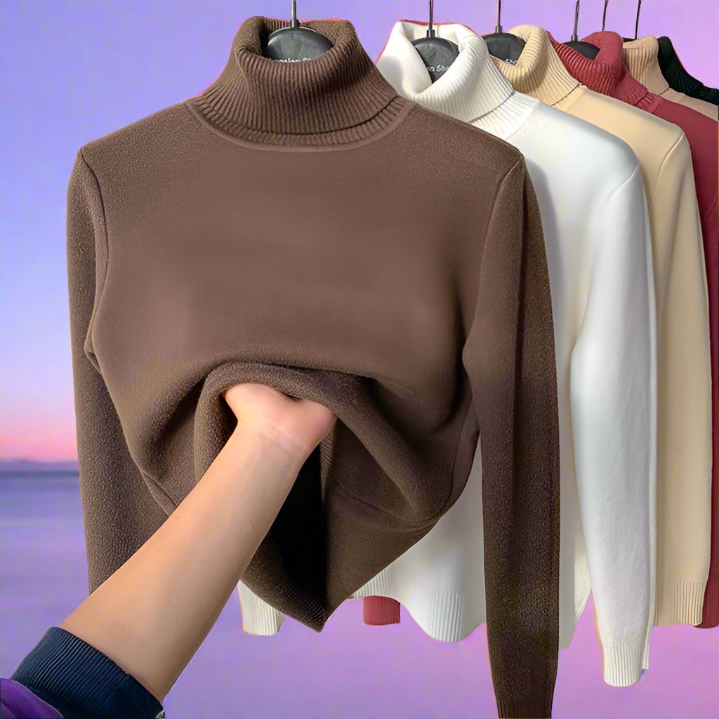 Kvinnor Turtleneck Tröja Ull Normal Passform Lång Ärmar-5