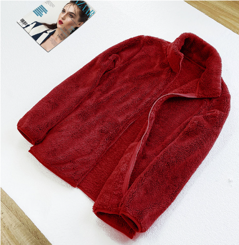 Dam Teddy Coat Zip Up Fleece Vinterjacka-4