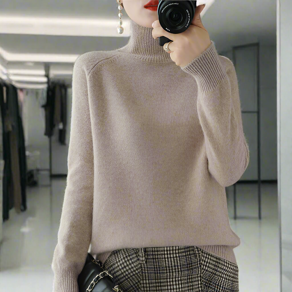 Variant image for Stickad Dam Tröja Turtleneck Ullblandning Smickrande Passform-41