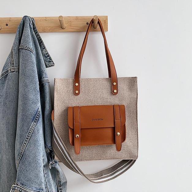 Variant image for Dam Linneväska Rymlig Fodrad Canvas-2