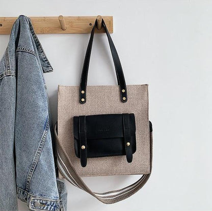Dam Linneväska Rymlig Fodrad Canvas-2