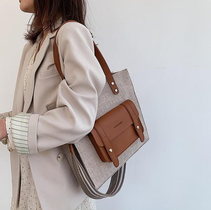 Dam Linneväska Rymlig Fodrad Canvas-5