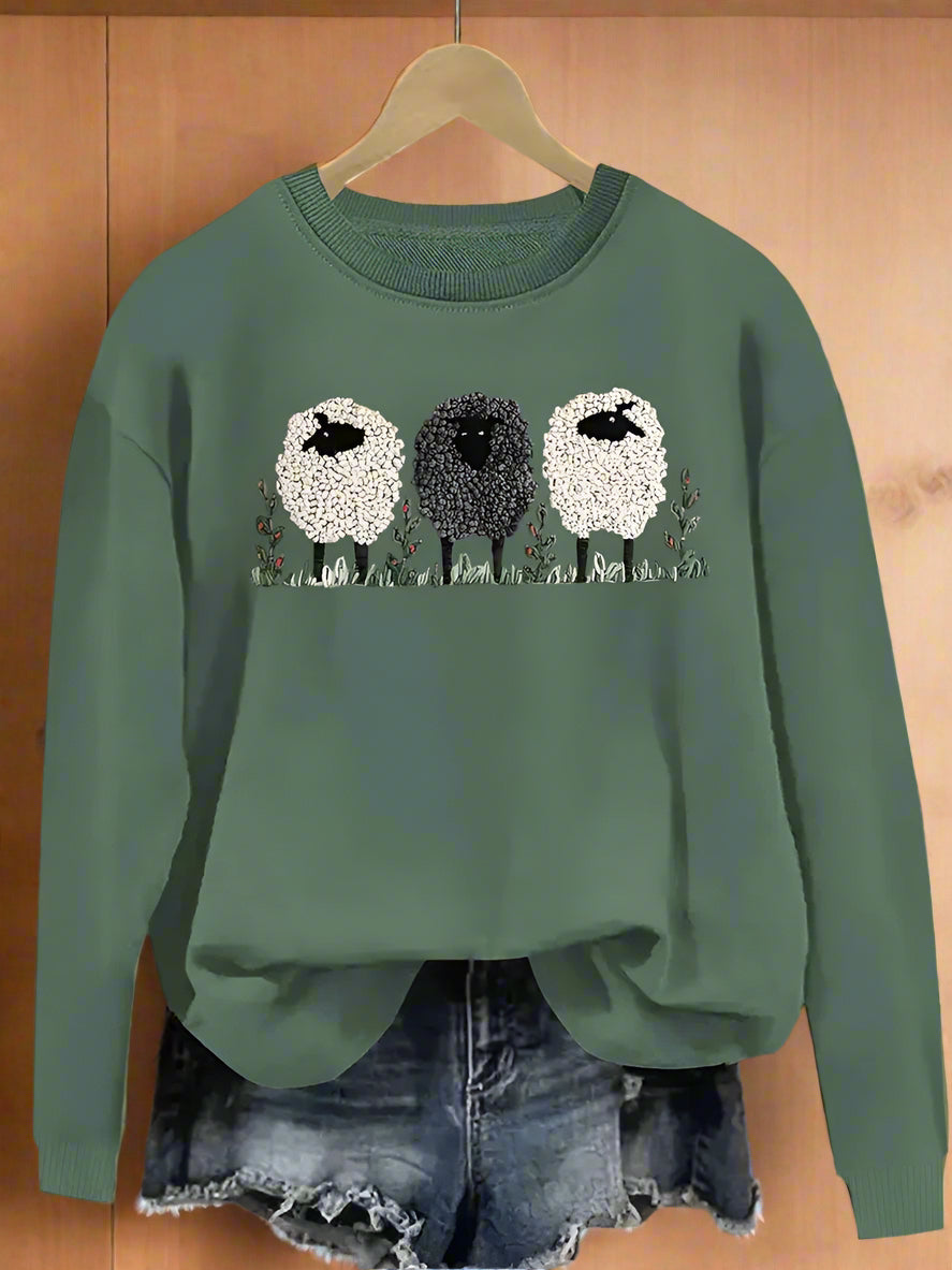 Variant image for Dam Tröja Fårmönster Rund Hals Mjuk Värmande Fiber-11