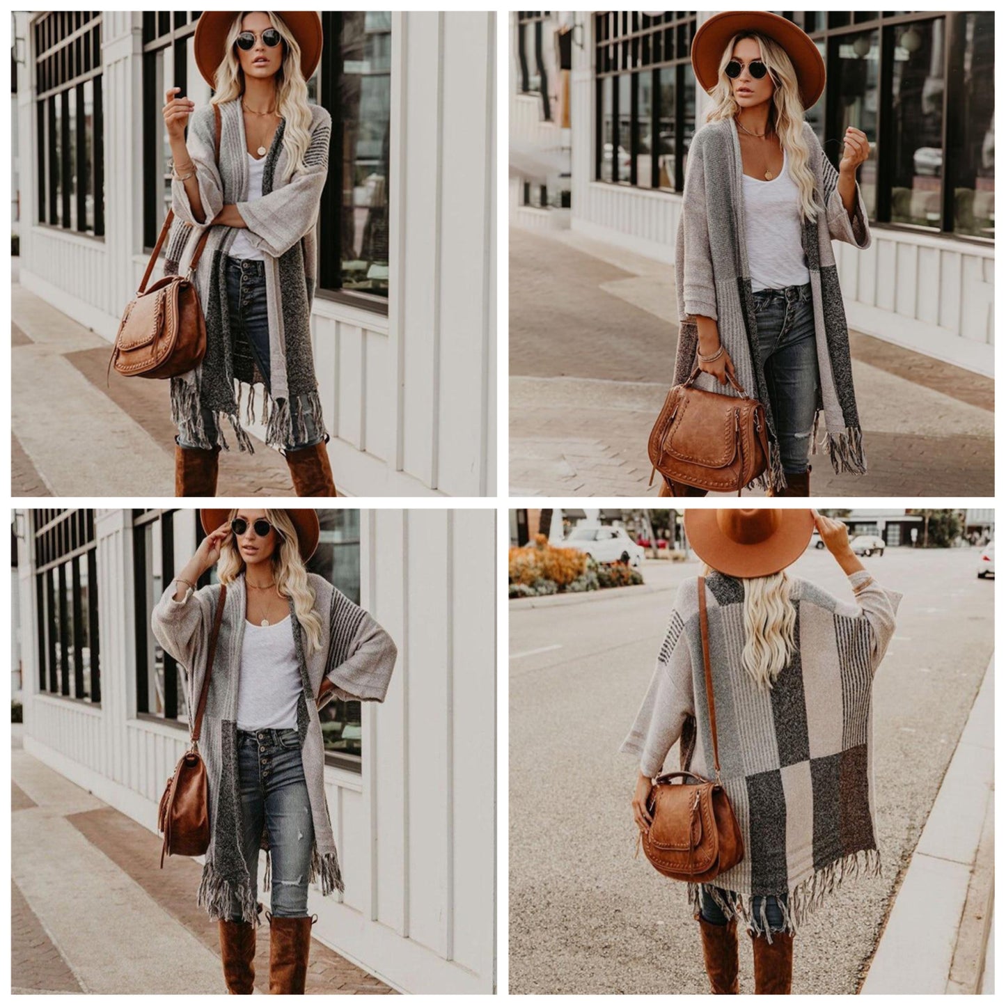 Dam Poncho-Stil Kardigan Avslappnad Bomull-6