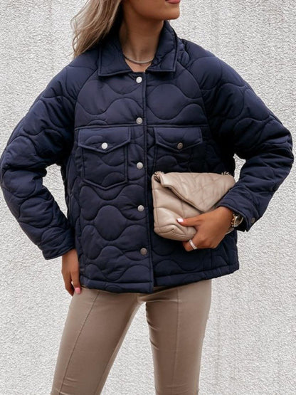 Damjacka Quiltningsjacka Klassisk Krage Bomull Polyester-2