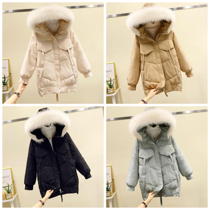 Dam Lång Vinterjacka Syntetisk Päls Mitten av Låret-2