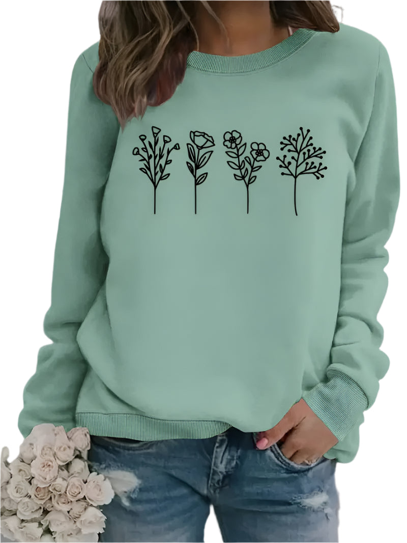 Fleecetröja Dam Blommig Mjuk Fleece Standard Längd-2