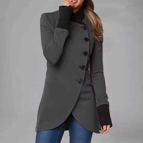 Lång Vinterrock Dam Med Halsdukkrage Bomull Polyester 1
