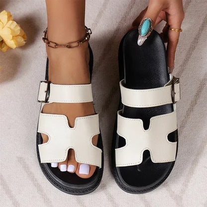 Dam Sandaler Slingback Veganläder Komfortabel Vadderad Plattform-3