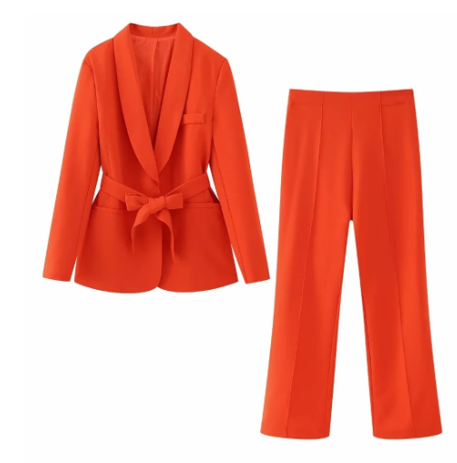 Kostym för Kvinnor 2-delad Blazer och Byxor i Polyester och Elastan – Elegant och Tidlös Design 11