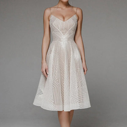 Kvinnor Aftonklänning Broderad A-linje Polyester och Bomull-2