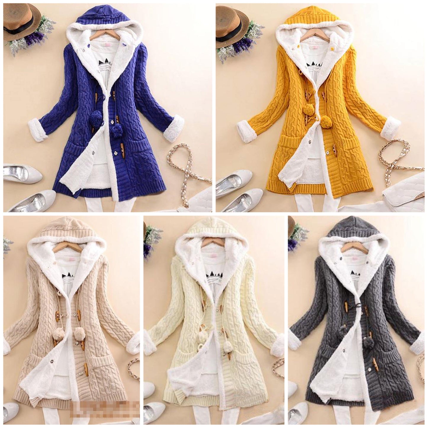 Dam Lång Kofta Avslappnad Grov Stickning i Bomull och Polyester-2