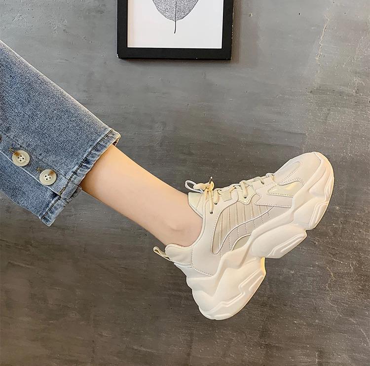 Dam Platågymnastikskor Trendigt 90-talsutseende Hållbart Läder Neopren-4