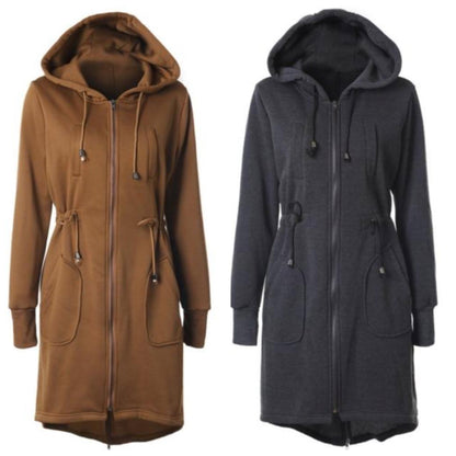 Dam Kappa Sportig Asymmetrisk Bomull och Polyester med Huva-3